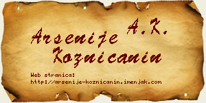 Arsenije Kozničanin vizit kartica